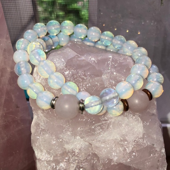 Opal Crystal Bracelets W/ Rose & Shungite Crystal - Picture 8 of 14
